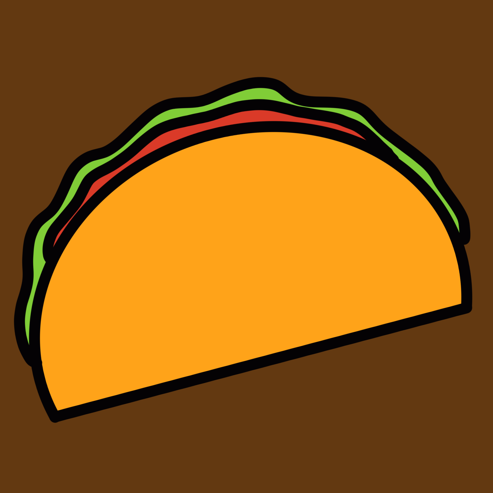 drawing of a hard taco on a brown background