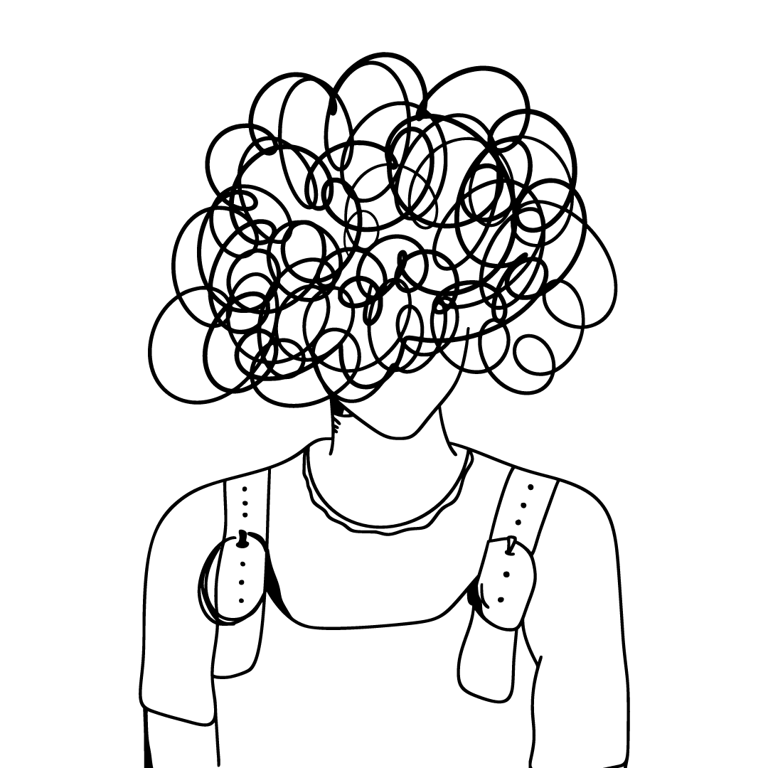 line drawing with fuzzy head